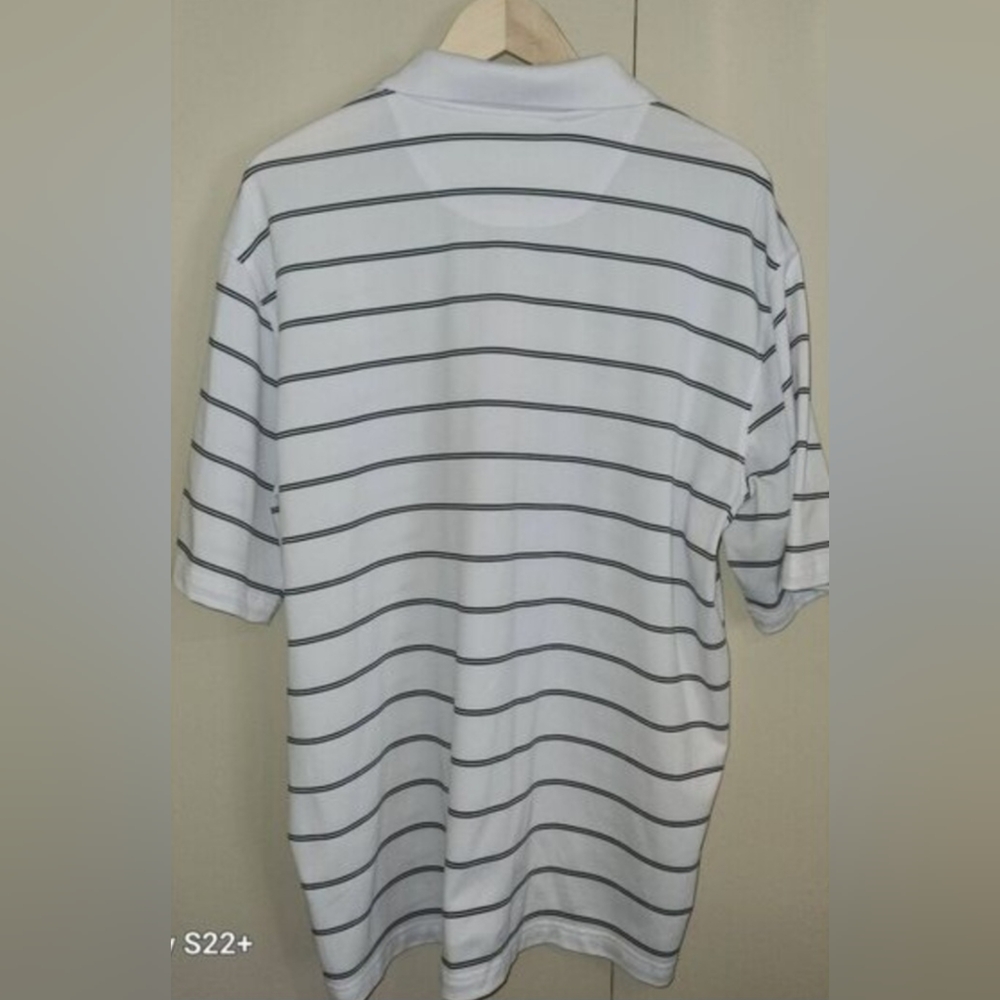 Golden Bear Performance Men's White Polo Shirt with Black Stripes - Picture 3 of 4